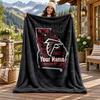 Atlanta Falcons Custom Name Flannel Blanket Personalized Soft Warm Plush Throw Blanket Customized Gift for Family Friends