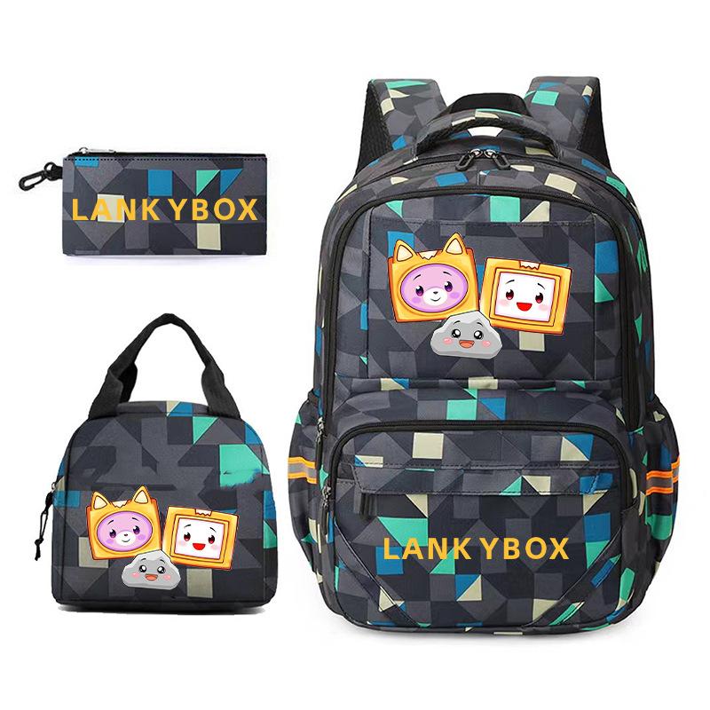 Zaino Scolastico Lankybox Grande Capacità per Ragazze Giovani Set da Tre Pezzi con Stampa