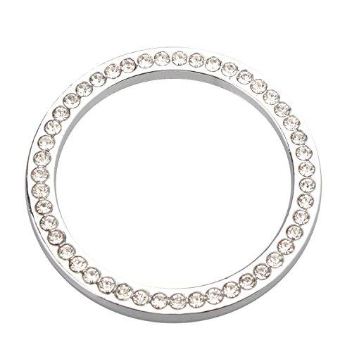 2pcs Silver Auto Start Decoration Rhinestone Car Engine Start Stop Decoration Crystal Interior Ring Car Decal for Ignition Button