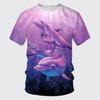 Summer Ocean Themed Printed Casual Breathable Comfortable Short Sleeved T-shirt- Soft Medium Elastic Polyester Fiber Fabric Summer Loose Casual Wear