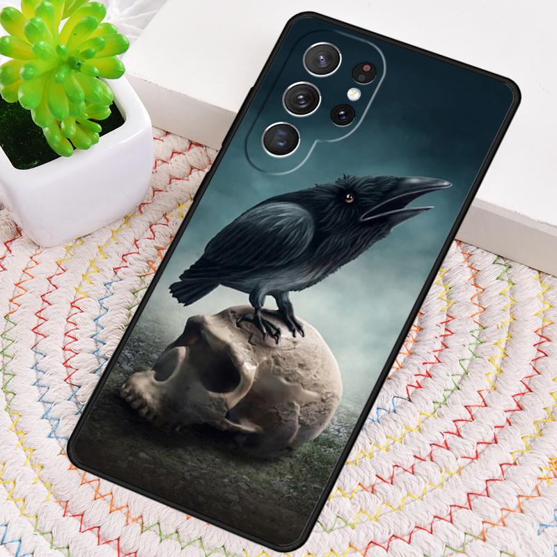 Raven Crow Skull Pattern Phone Case For Samsung Galaxy Note 10 Pro S26 S25 S24 S23 S22 Ultra Plus S21 FE S20 Shockproof Cover