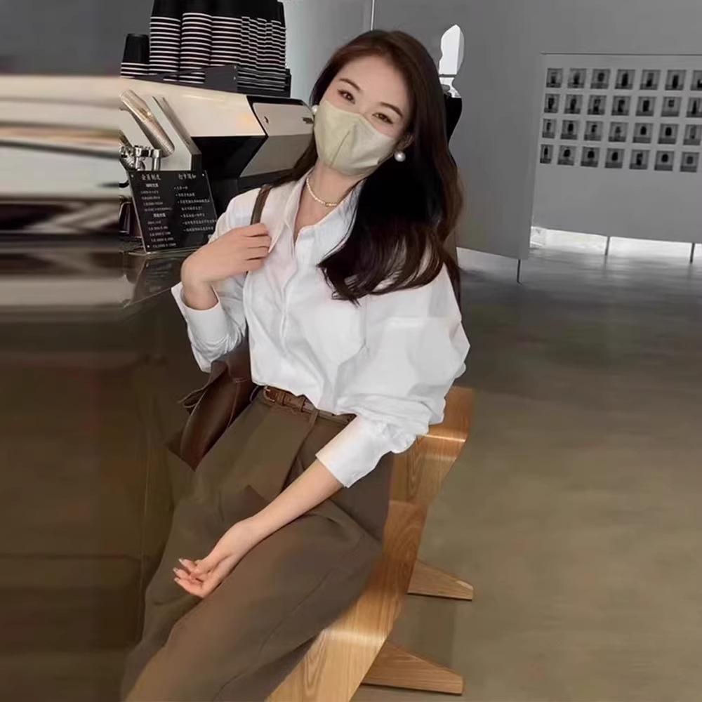 2026 French-Inspired Women's High-End Long-Sleeve White Shirt - Spring Collection