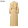 ZANZEA Women Formal Casual Turn Down Collar Long Sleeve Loose Long Shirt Dress