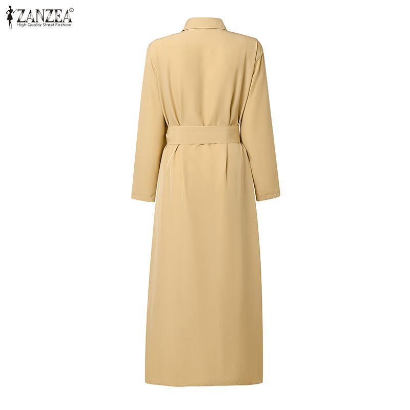 ZANZEA Women Formal Casual Turn Down Collar Long Sleeve Loose Long Shirt Dress