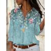new women's fashion lapel long-sleeved shirt 3d printed floral print casual shirt female versatile fashion