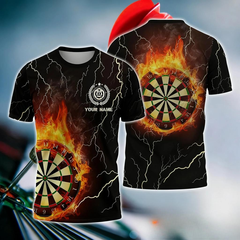 Lustige 3D Dart Print Herren T-Shirts Lässig O-Ausschnitt Kurzarm Personalisierung Club Mode Lockere T-Shirts