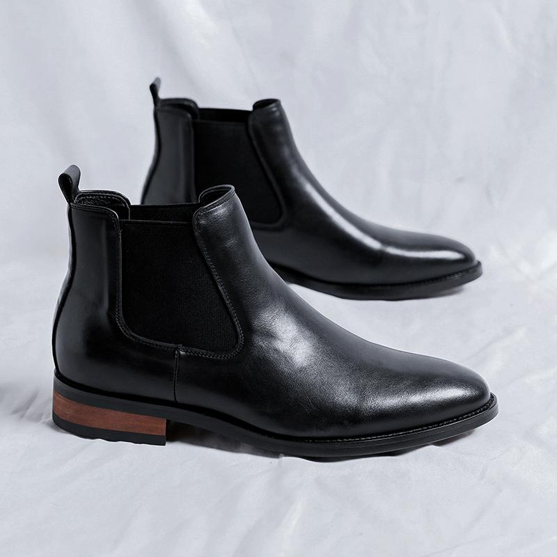 Fashion Street Style Men Business Botas Casual Shoes Personality Men's High Top Shoes Leather  Ankle Boots Anti Slip Male Chelsea Boots