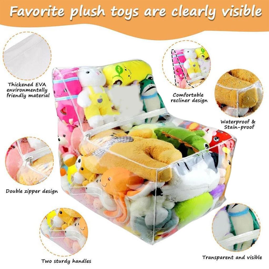 Stuffed Animal Bean Bag Storage With Clear Design Large Stuffed Animal Bean Bag Chair Cover Plush Toys Organizer Seat With