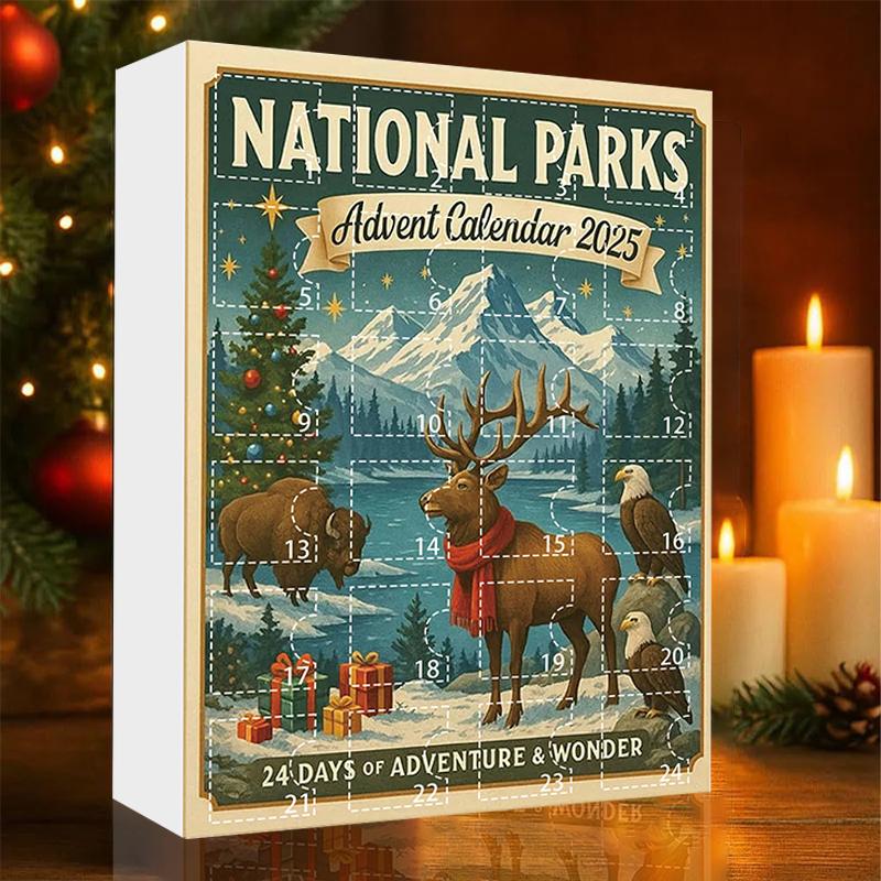Nationalparks Adventskalender 2025, Mit 24 ikonischen Landschaftsornamenten von Nationalparks, 24-Tage Weihnachts-Countdown-Kalender
