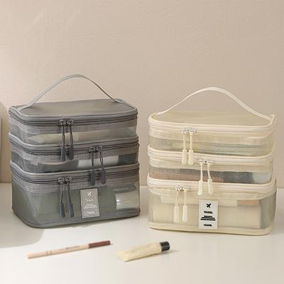 Waterproof Travel Wash Bag Large-capacity Mesh Visible Portable Cosmetic Storage Bag Carry Multi-layer Classified Storage Cosmetic Bag