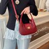 Simple Casual Fashionable Crossbody Tote Bag Vintage Half Moon Design Solid Color For Women Underarm Hobo Bag CLE
