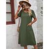 Fashion Loose Round Neck Short Sleeve Dress Pockets Solid Color Casual A-line Summer Dress Party Sweet Casual Simple Clothing