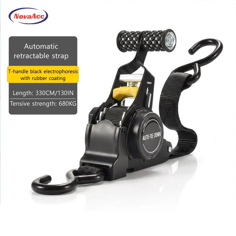 Heavy Duty Practical Auto Retractable Quick Release Tensioning Band for Truck Cargo Transport Car Motorcycle Free Webbing Straps