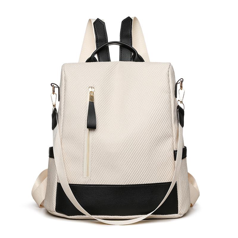 Soft Leather Backpack for Women Trendy Braided Bag Fashionable Lightweight Schoolbag Simple and Versatile Travel Back