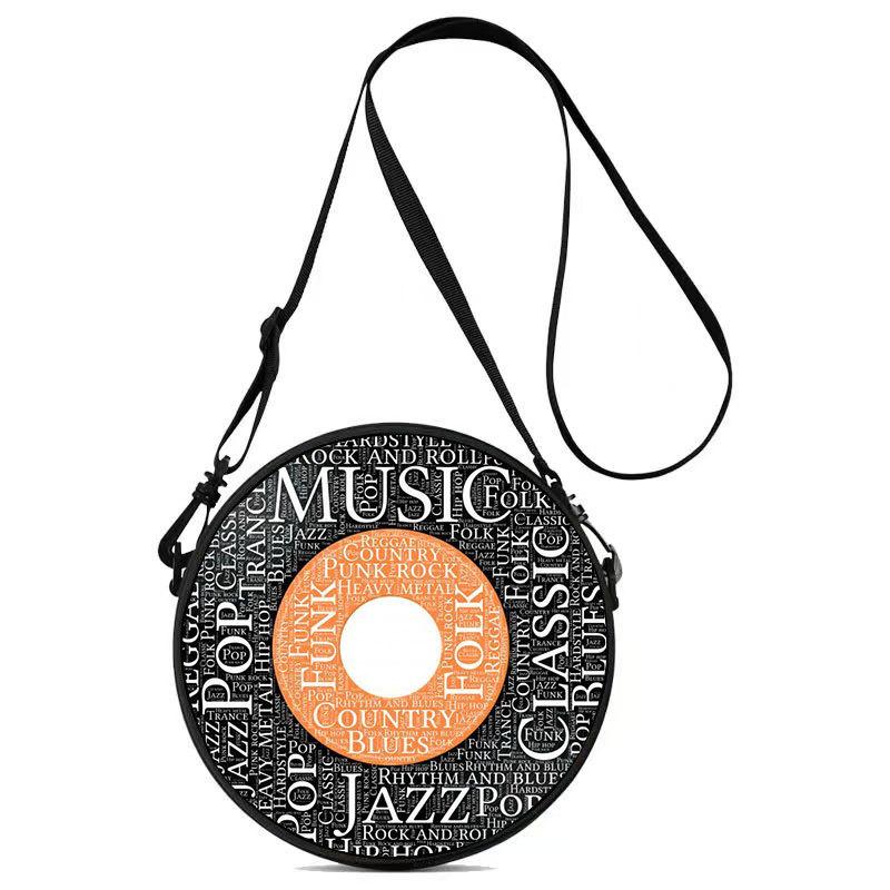 Women'S Personalized Vinyl Record Small Round Bag Can Be Carried And Carried Polyester Multi-Functional Cosmetic Bag Storage Bag