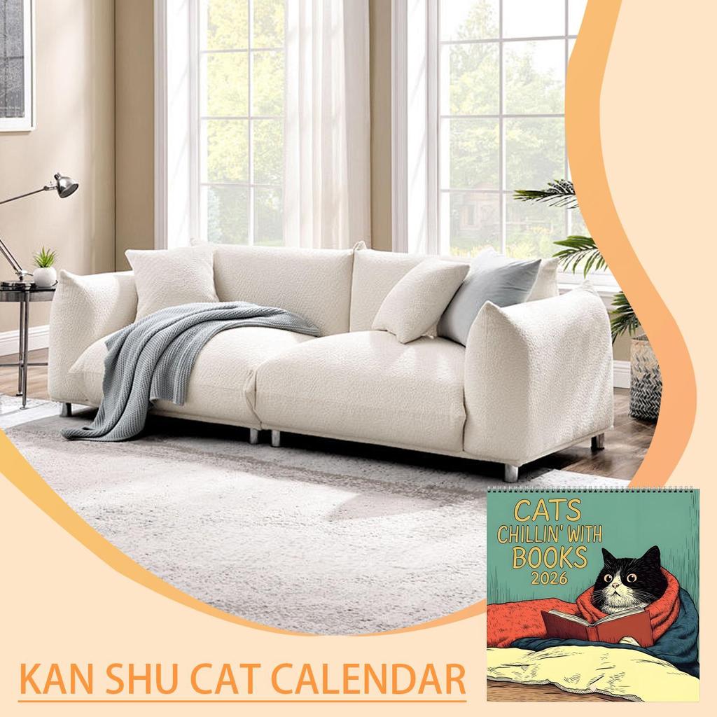 2026 Reading Cat Calendar Year Monthly Planner & Agenda Schedule Organizer Wall Calendar Funny Party Gag Gifts for Friends