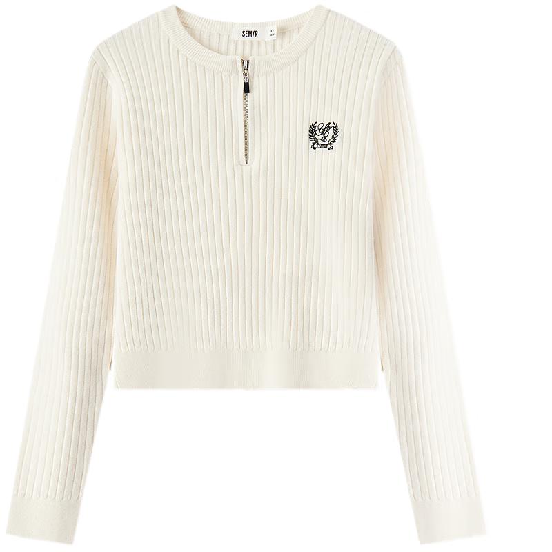 Semir Women's Embroidered Half-Zip Slim-Fit Sweater