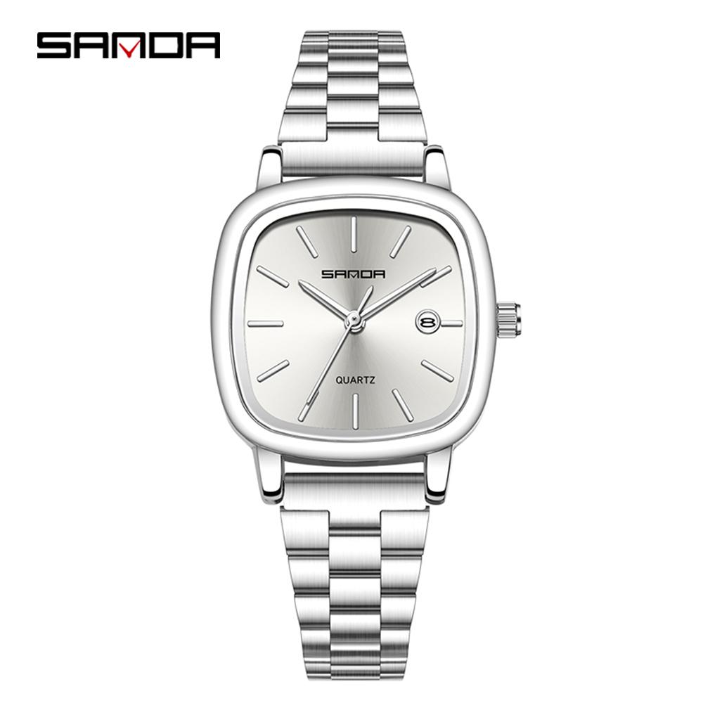 Fashion Square Dial Couple's Wristwatches Men Women Casual Daily Calendar Watch Waterproof Steel Strap Relojs