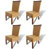 Dining Chairs - vidaXL - Set of 4 - Solid Mango Wood - Authentic Rattan - Comfortable