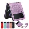Lanyard ZFlip3 Leather Case for Samsung Galaxy Z Flip 6 5 4 3 5G Flip5 Flip 4 Matte Shockproof Crossbody Protective Phone Cover