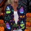 Damen Halloween Print Langarm Strickjacke mit Knopfleiste für Herbstliche Festliche Anlässe