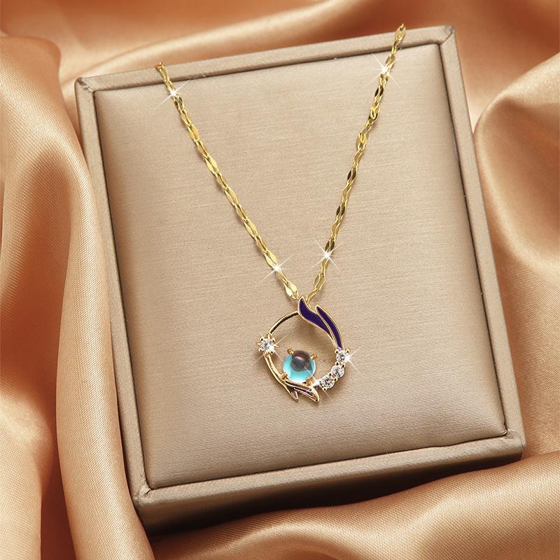 Luxury Shiny Stainless Steel 18k Gold Zircon Heart Butterfly Pendant Necklace Women Boutique Pearl Flower Leaf Necklace for Gift