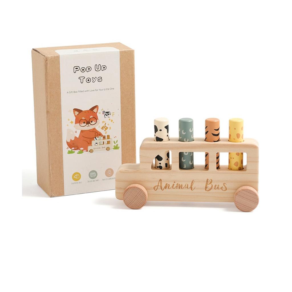 New Push Bouncing Block Toy Car For Children's Creative Wooden Finger Exercise Interactive Puzzle Toy Car