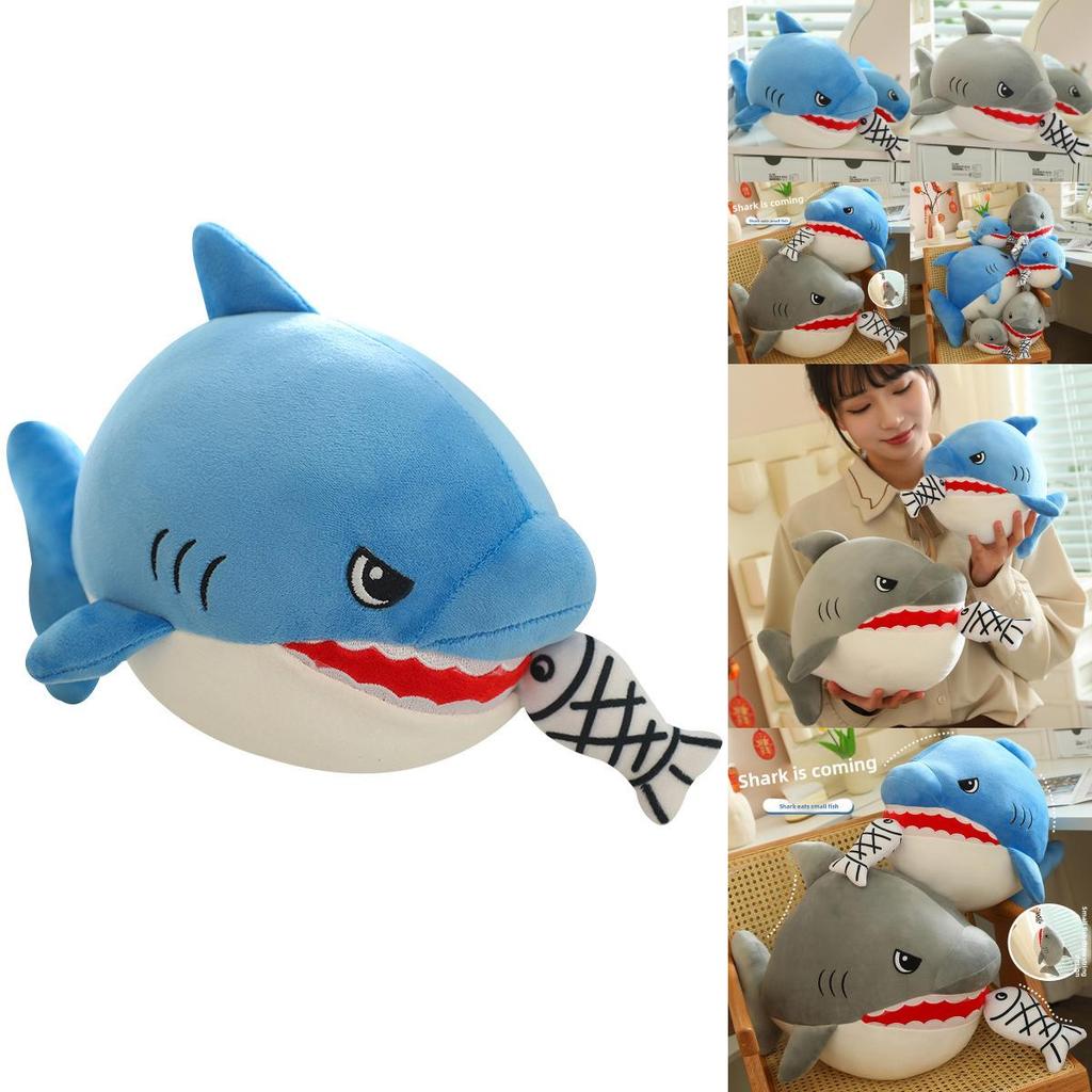 Shark Eating Small Fish Plush Toy With Pp Cotton Soft Stuffed Animal For Kids And Children