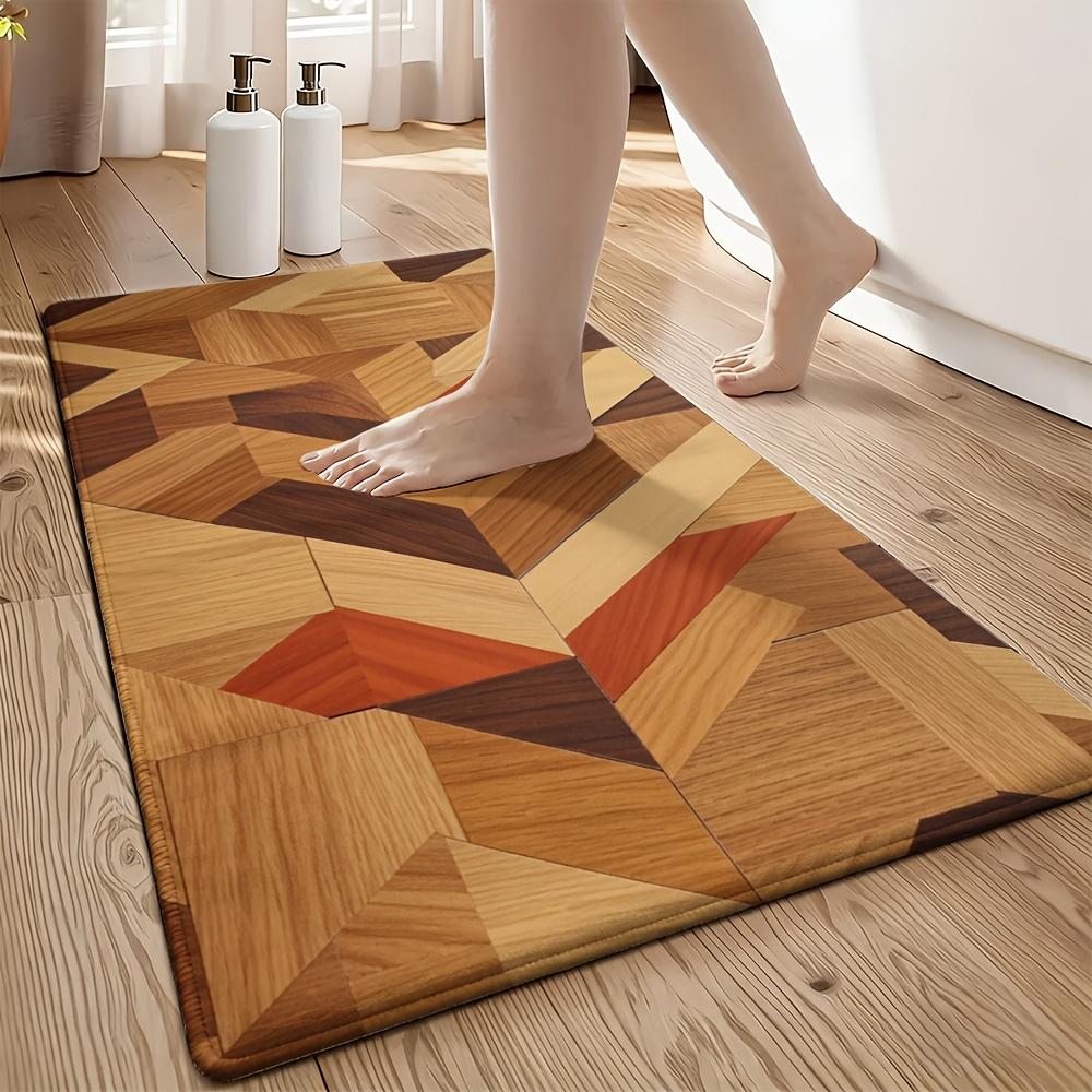 Modern Geometric Wood Grain Doormat for Home Decor Stylish Entryway Entrance Mat Durable Utility Rug Indoor Outdoor Use 40x60cm