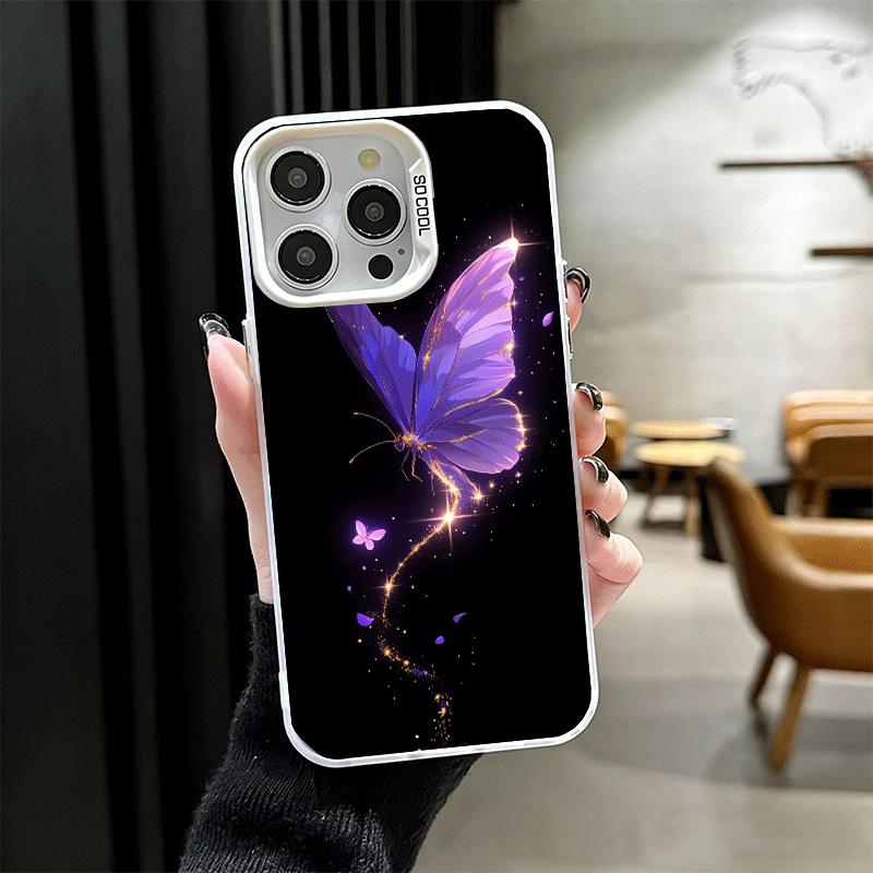 Beautiful Purple Butterfly Soft Phone Case for iPhone 15 16 17 Pro Max 17Air 16E 14 Plus 13 12 Mini Shockproof Cover Back Shell