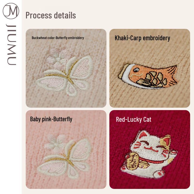 JIUMU Women's Sheep Wool Lucky Cat Knitted Neck Warmer