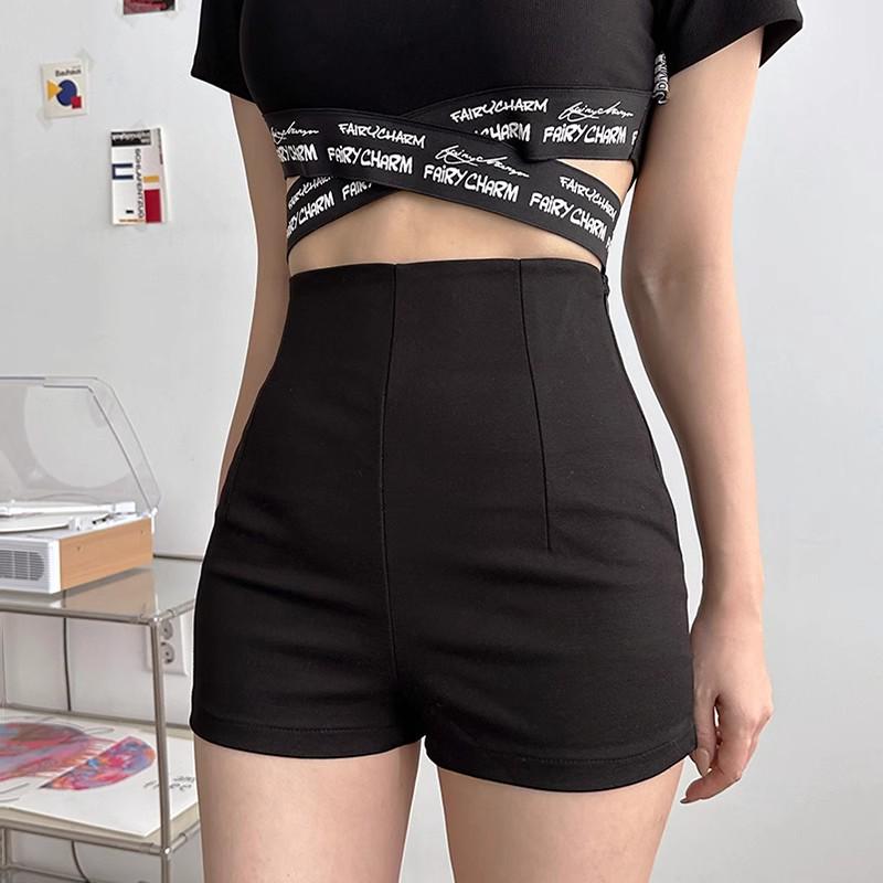 

2024 Spring/Summer Black High-Waisted Slimming Women s Shorts Extra Large білий