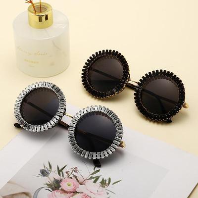 Diamond-Encrusted Round-Frame Sunglasses, Party Ball, Woven Men'S And Women'S Sunglasses, Catwalk Glasses
