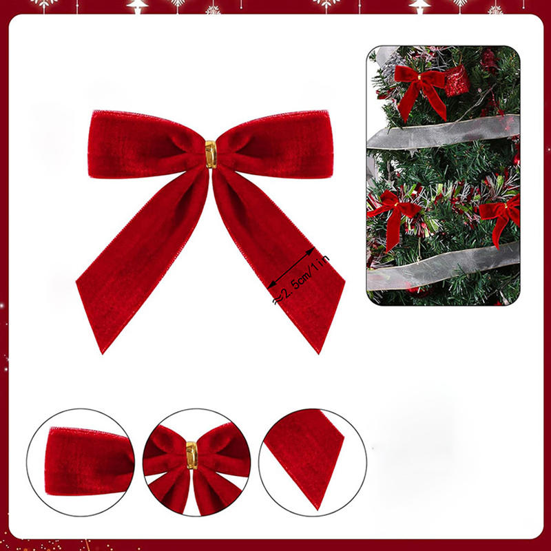 Christmas Tree Decoration Pendant 2.5cm Velvet Bow Christmas Atmosphere Wine Bottle Cover Bag Decoration Prop Crafts Pendant