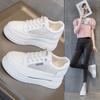 Small 3 Size Thick Sole Inner Height Increase Casual Little White Shoes Slope Heel Low Top Lace-up Free Versatile Women's Shoes