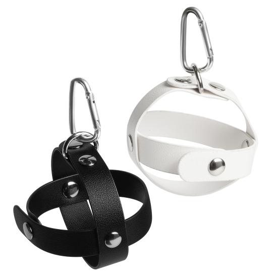 Faux Leather Baseball Holder Keychain Portable Lightweight Universal Tennis Ball Button Cover Pouch Carrier Case with Metal Hanging Buckle