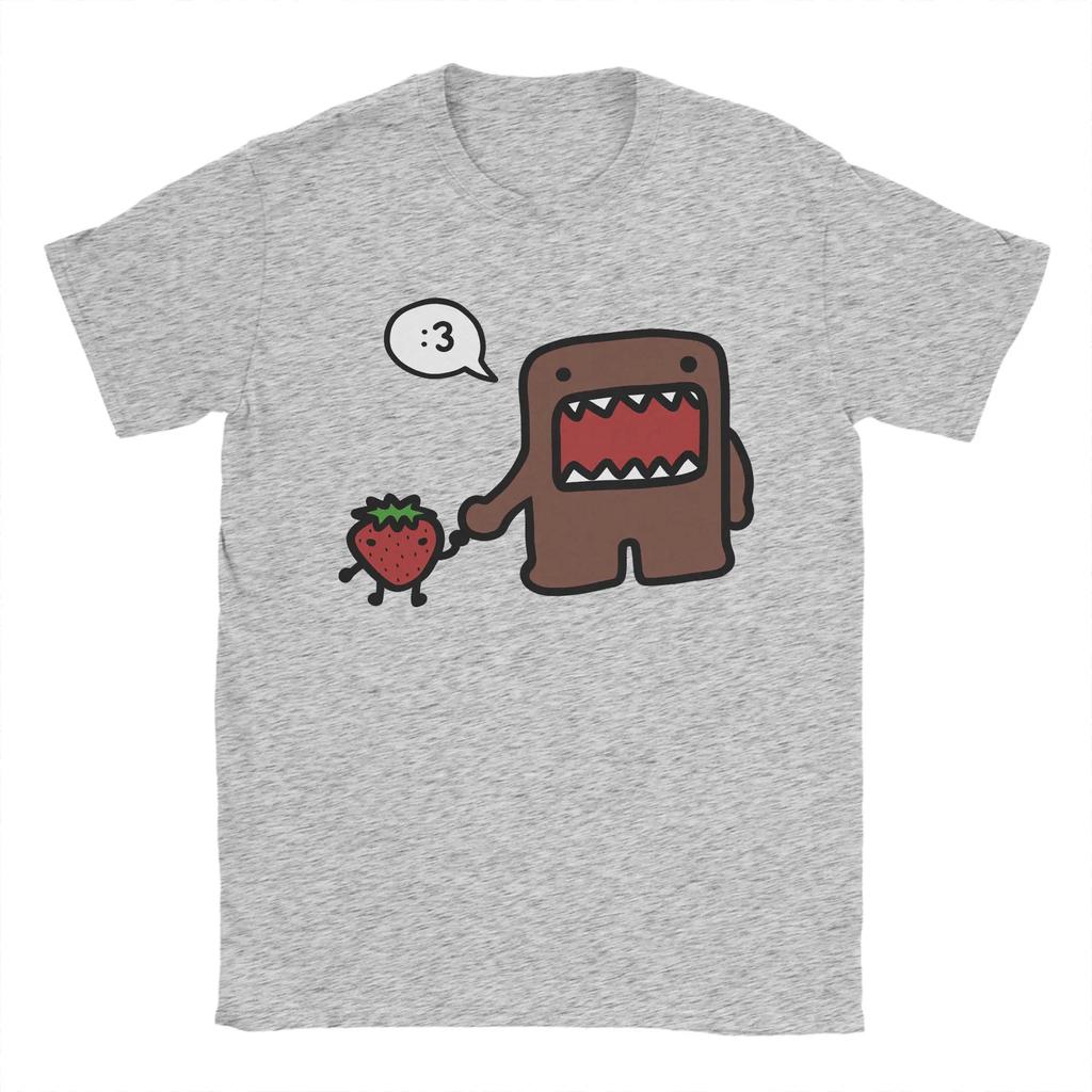 Streetwear TShirt Domo Kun Cotton TShirts Hipster Tee Shirt for Mens Beach Y2K Basic Printed Short Sleeve Clothes