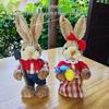 23CM Handmade Rice Straw Woven Rabbit - Mori Style Cultural Easter Decoration