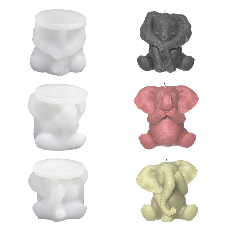3D Elephant Silicone Candle Mold Cute Sitting Elephant Animal Soap Gypsum Resin Production Tool Home Decoration Crafts Gifts