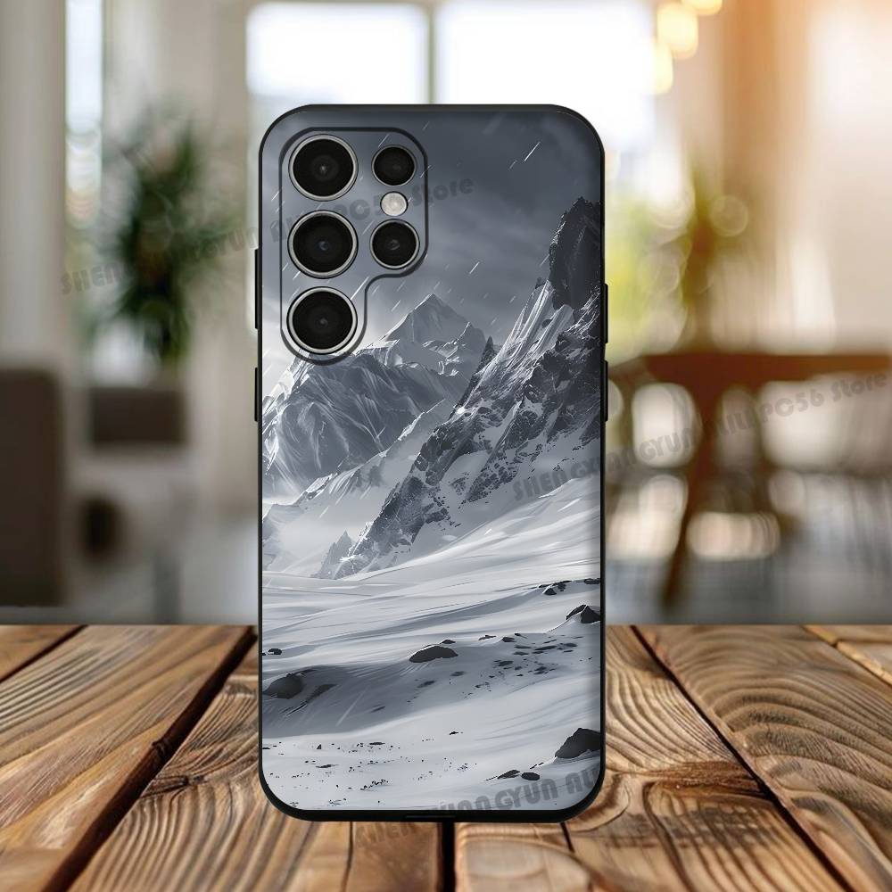 Snow Mountain Scenery Phone Silicone Case For Samsung S24,22,20,23,21,20 Ultra Plus Lite 5G Print Silicone Cover