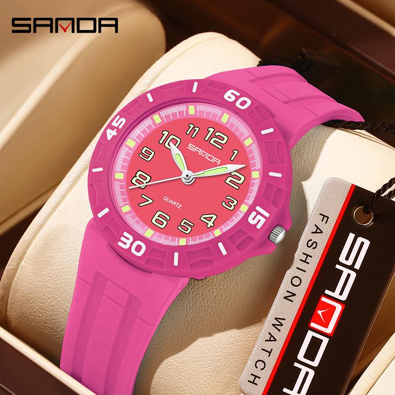 Sanda Unisex Korean Style Luminous Quartz Watch - 50M Waterproof, Fashionable Wristwatch for Kids and Adults