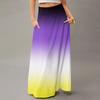 Women's Casual Leisure Foldable Gradient Print High Waist With Pocket Draped  Relaxed Long Maxi Skirt