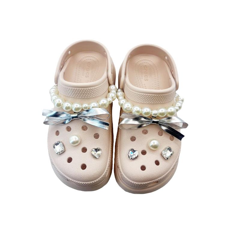 Crocs Kiss Eternal Mark EVA Süß und Niedlich Dekorative Schnalle Lochschuhe Unisex Rosa