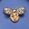Blucome Big Crystal Bee Brooch Golden Openwork Wings Women Party Clothing Accessories Insect Beetle Brooches