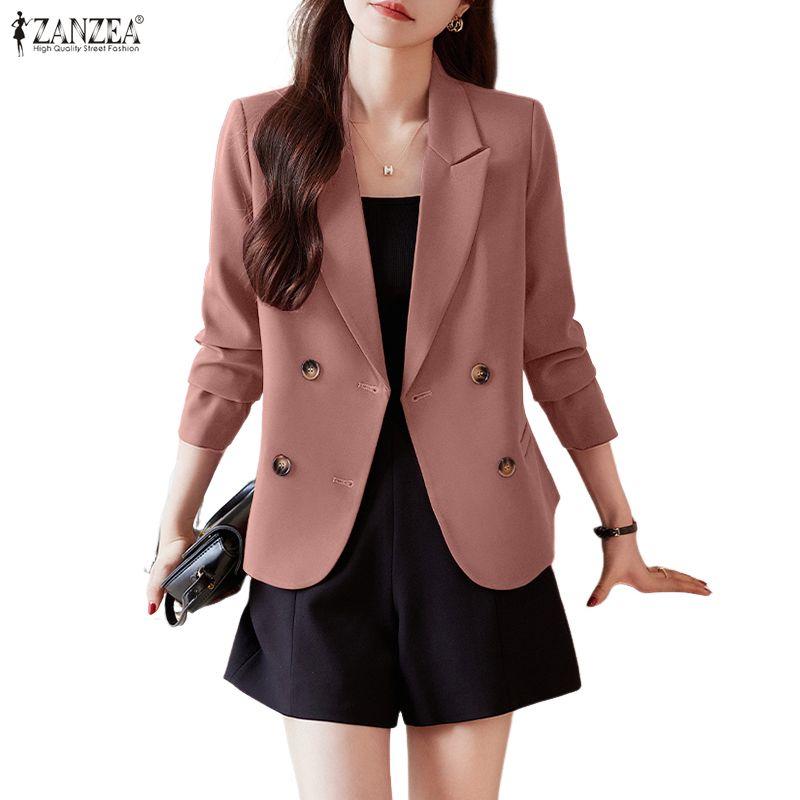 ZANZEA Women Lapel Long Sleeve Casual Thin Cardigan Blazer