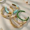 18K Gold-Plated Stainless Steel Geometric Bamboo Joint Multi-Color Cuff Bracelet Set