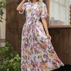 Vestidos Vintage Vintage Print Puff Sleeve Sommer Strand Süße Kleider Casual Quadrat Kragen Floral Maxi Lange Kleid 2022