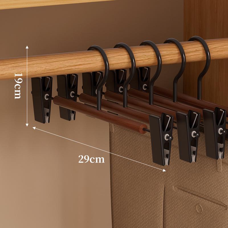 Premium Retro Iron Art Telescopic Trouser Rack with Solid Wood Hanger and Skirt Clips