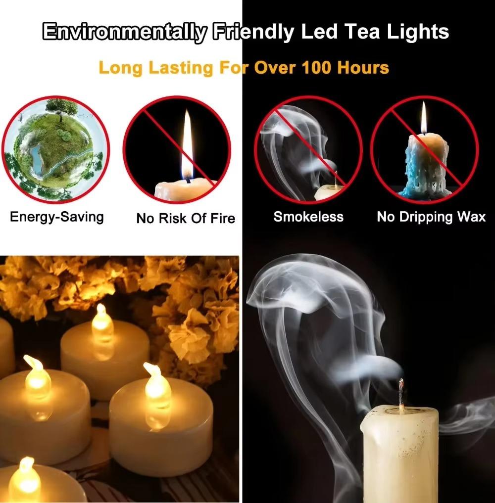 24pcs Flameless Led Tea Lights with Timer 6 Hours On and 18 Hours Off In 24 Hours Cycle Automatically Flickering Candles Light