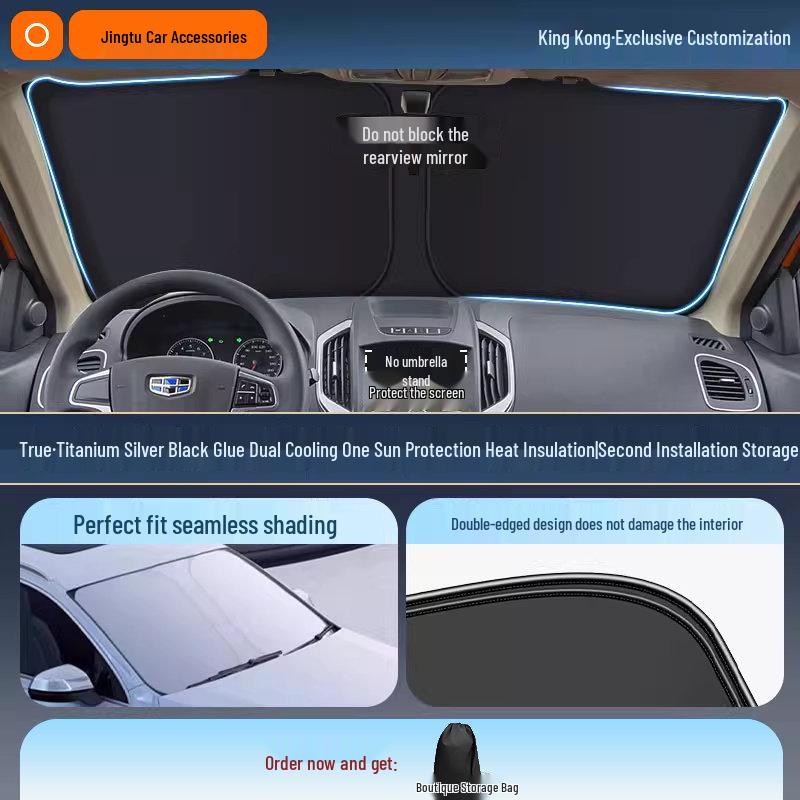Geely Car Sunshade: Heat-Insulation Windshield Curtain for 25 Models, including Xingyue L, Xingyuan, Xingrui, Emgrand, Boyue L, and Panda MINI.